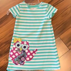 J Khaki Girls Owl Dress short Sleeve